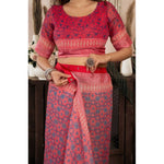 Load image into Gallery viewer, Women's Faux Linen Geometric Print Ready to wear Saree With Unstitched Blouse 5.5Mtr (Red)
