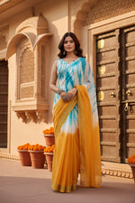 Load image into Gallery viewer, Women's Faux Linen Abstract Print Ready to wear Saree With Unstitched Blouse 5.5Mtr (Multicolor)
