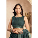 Load image into Gallery viewer, Women's Faux Linen Floral Ready to wear Saree With Unstitched Blouse 5.5Mtr (Light_Teal)
