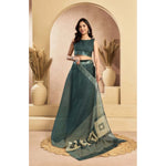 Load image into Gallery viewer, Women's Faux Linen Floral Ready to wear Saree With Unstitched Blouse 5.5Mtr (Light_Teal)
