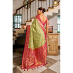 Load image into Gallery viewer, Women's Silk Blend Booti Work Ready to wear Saree With Unstitched Blouse 5.5Mtr (Green)
