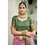 Load image into Gallery viewer, Women's Silk Blend Booti Work Ready to wear Saree With Unstitched Blouse 5.5Mtr (LightPink)
