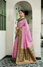 Load image into Gallery viewer, Women's Silk Blend Booti Work Ready to wear Saree With Unstitched Blouse 5.5Mtr (LightPink)
