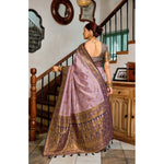 Load image into Gallery viewer, Women's Silk Blend Booti Work Ready to wear Saree With Unstitched Blouse 5.5Mtr (Lavender)
