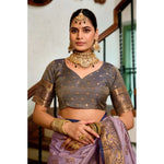 Load image into Gallery viewer, Women's Silk Blend Booti Work Ready to wear Saree With Unstitched Blouse 5.5Mtr (Lavender)
