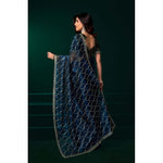 Load image into Gallery viewer, Women's Net Sequence Saree With Unstitched Blouse 5.5Mtr (Blue)
