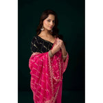 Load image into Gallery viewer, Women's Net Sequence Saree With Unstitched Blouse 5.5Mtr (Pink)
