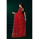 Load image into Gallery viewer, Women's Net Sequence Saree With Unstitched Blouse 5.5Mtr (Red)
