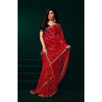 Load image into Gallery viewer, Women's Net Sequence Saree With Unstitched Blouse 5.5Mtr (Red)
