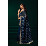 Load image into Gallery viewer, Women's Net Sequence Saree With Unstitched Blouse 5.5Mtr (Blue)
