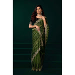 Load image into Gallery viewer, Women's Net Sequence Saree With Unstitched Blouse 5.5Mtr (Green)
