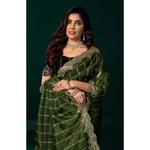 Load image into Gallery viewer, Women's Net Sequence Saree With Unstitched Blouse 5.5Mtr (Green)
