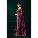Load image into Gallery viewer, Women's Net Sequence Saree With Unstitched Blouse 5.5Mtr (Maroon)
