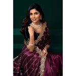 Load image into Gallery viewer, Women's Net Sequence Saree With Unstitched Blouse 5.5Mtr (Maroon)
