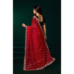 Load image into Gallery viewer, Women's Net Sequence Saree With Unstitched Blouse 5.5Mtr (Red)
