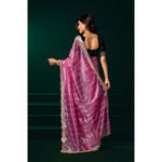 Load image into Gallery viewer, Women's Net Sequence Saree With Unstitched Blouse 5.5Mtr (Pink)
