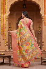 Load image into Gallery viewer, Women's Cotton Silk Floral Printed Saree With Unstitched Blouse 5.5Mtr (Yellow)

