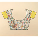 Load image into Gallery viewer, Women's Cotton Blend Floral Printed Saree With Unstitched Blouse 5.5Mtr (Lemon Yellow)
