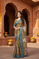 Load image into Gallery viewer, Women's Cotton Blend Floral Printed Saree With Unstitched Blouse 5.5Mtr (Multicolor)
