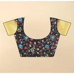Load image into Gallery viewer, Women's Cotton Blend Checkered Saree With Unstitched Blouse 5.5Mtr (Black)
