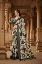 Load image into Gallery viewer, Women's Cotton Silk Floral Printed Saree With Unstitched Blouse 5.5Mtr (Multicolor)
