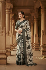 Load image into Gallery viewer, Women's Cotton Silk Floral Printed Saree With Unstitched Blouse 5.5Mtr (Multicolor)
