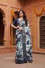 Load image into Gallery viewer, Women's Cotton Silk Floral Printed Saree With Unstitched Blouse 5.5Mtr (Multicolor)
