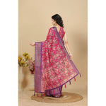 Load image into Gallery viewer, Women's Cotton Silk Floral Printed Saree With Unstitched Blouse 5.5Mtr (Pink)

