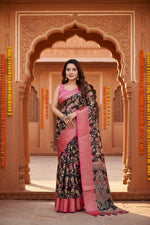Load image into Gallery viewer, Women's Cotton Silk Floral Printed Saree With Unstitched Blouse 5.5Mtr (Multicolor)
