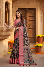Load image into Gallery viewer, Women's Cotton Silk Floral Printed Saree With Unstitched Blouse 5.5Mtr (Multicolor)
