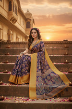 Load image into Gallery viewer, Women's Cotton Silk Floral Printed Saree With Unstitched Blouse 5.5Mtr (Multicolor)
