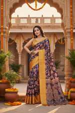 Load image into Gallery viewer, Women's Cotton Silk Floral Printed Saree With Unstitched Blouse 5.5Mtr (Multicolor)
