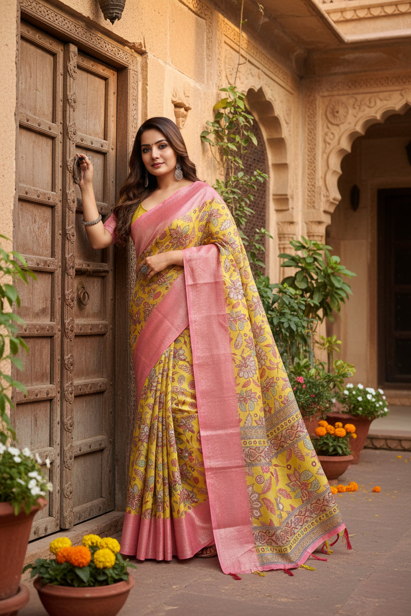 Pid 66595 women s cotton silk floral printed saree with unstitched blouse 5 5 mtr multicolor 2 1000x1000