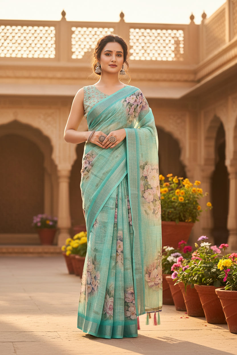 Pid 66596 women s cotton silk floral printed saree with unstitched blouse 5 5 mtr multicolor 2 1000x1000_460ac3b6 2f9b 40ba b112 c24d2fb70070
