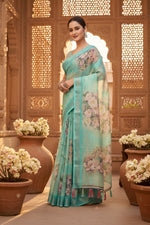 Load image into Gallery viewer, Women's Cotton Silk Floral Printed Saree With Unstitched Blouse 5.5Mtr (Multicolor)
