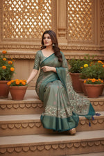Load image into Gallery viewer, Women's Cotton Silk Printed Saree With Unstitched Blouse 5.5Mtr (Multicolor)
