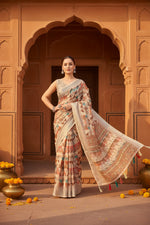 Load image into Gallery viewer, Women's Cotton Silk Printed Saree With Unstitched Blouse 5.5Mtr (Multicolor)
