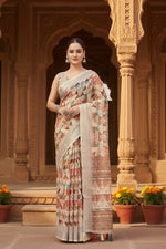 Load image into Gallery viewer, Women's Cotton Silk Printed Saree With Unstitched Blouse 5.5Mtr (Multicolor)
