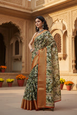 Load image into Gallery viewer, Women's Cotton Silk Floral Printed Saree With Unstitched Blouse 5.5Mtr (Multicolor)
