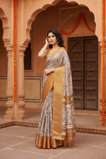Load image into Gallery viewer, Women's Cotton Silk Floral Printed Saree With Unstitched Blouse 5.5Mtr (Lavender)
