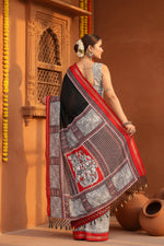 Load image into Gallery viewer, Women's Cotton Silk Printed Saree With Unstitched Blouse 5.5Mtr (Black)

