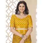 Load image into Gallery viewer, Women's Cotton Silk Floral Printed Saree With Unstitched Blouse 5.5Mtr (Yellow)
