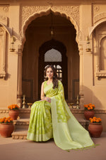 Load image into Gallery viewer, Women's Art Silk Jacquard Printed Saree With Unstitched Blouse 5.5Mtr (Light Green)
