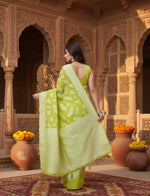 Load image into Gallery viewer, Women's Art Silk Jacquard Printed Saree With Unstitched Blouse 5.5Mtr (Light Green)
