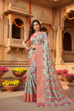 Load image into Gallery viewer, Women's Cotton Silk Floral Printed Saree With Unstitched Blouse 5.5Mtr (Multicolor)

