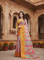Load image into Gallery viewer, Women's Cotton Silk Striped  Saree With Unstitched Blouse 5.5Mtr (Multicolor)
