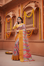 Load image into Gallery viewer, Women's Cotton Silk Striped  Saree With Unstitched Blouse 5.5Mtr (Multicolor)
