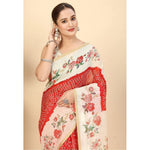 Load image into Gallery viewer, Women's Chanderi Floral Printed Saree With Unstitched Blouse 5.5Mtr (Red)
