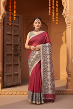 Load image into Gallery viewer, Women's Chanderi Printed Saree With Unstitched Blouse 5.5Mtr (Pink)
