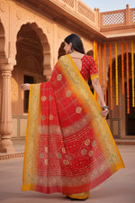 Load image into Gallery viewer, Women's Art Silk Printed Saree With Unstitched Blouse 5.5Mtr (Red)
